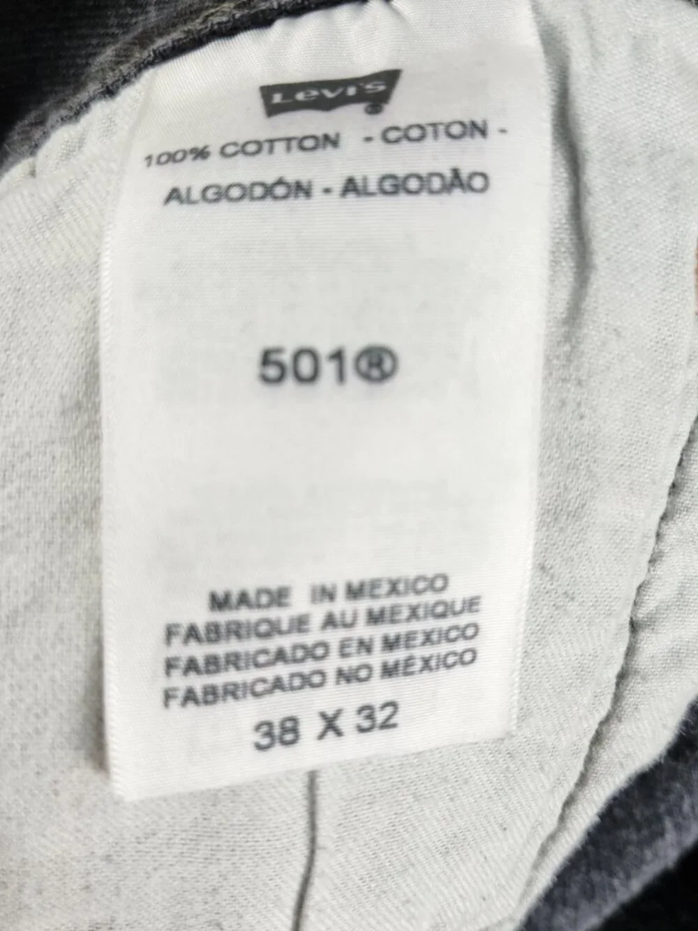 Levi’s 501 Black Jeans Men’s 38x30 Button Fly Blank Tab Mexico